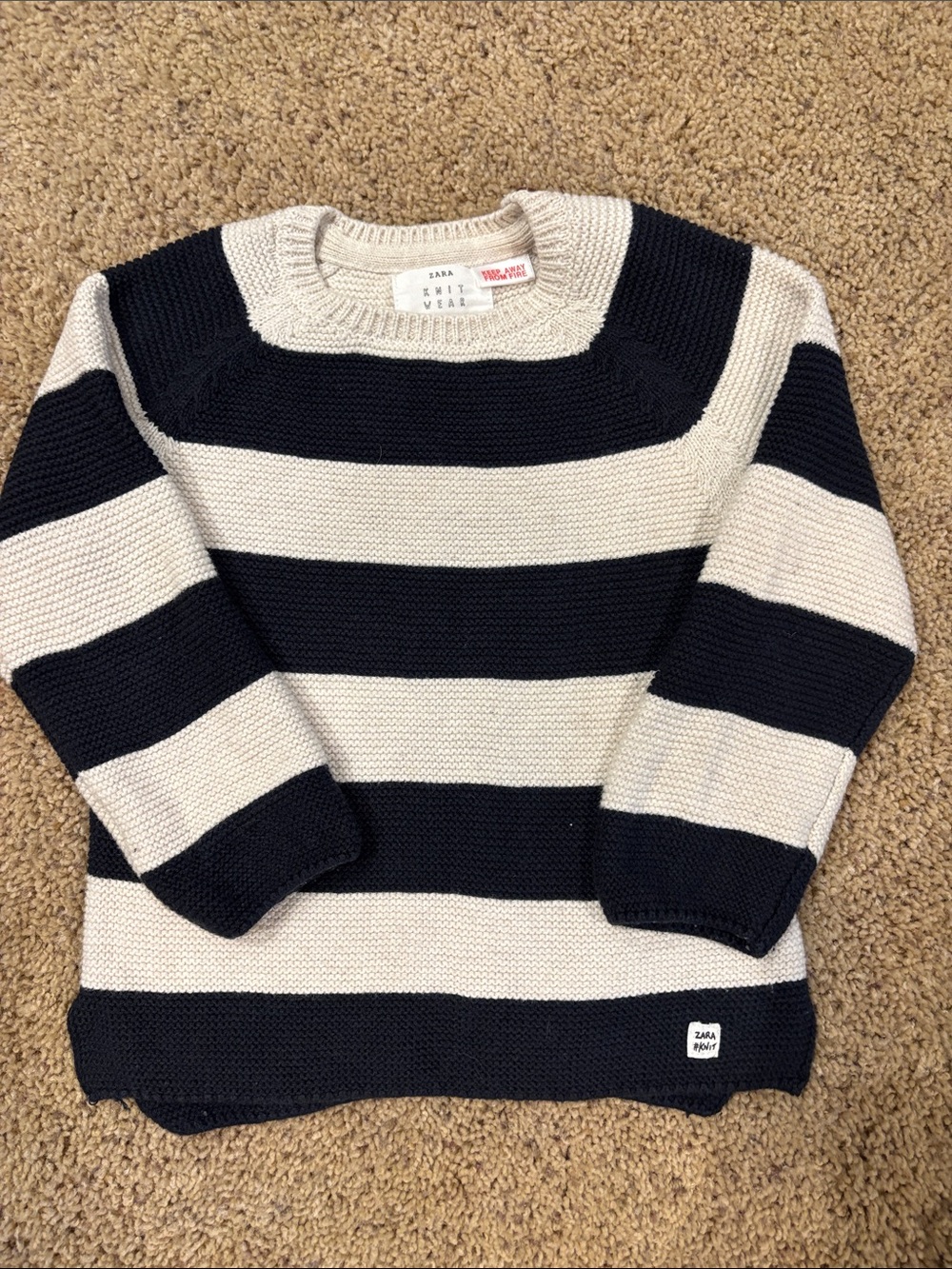 Zara Navy and Cream Striped Knit Sweater - Kids, size 2-3 years